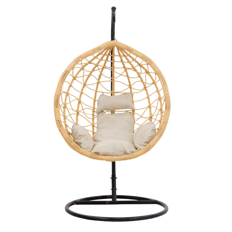 Hudson pakoworld swing hanging metal black-pp natural-cushion dark beige 109x119x195cm