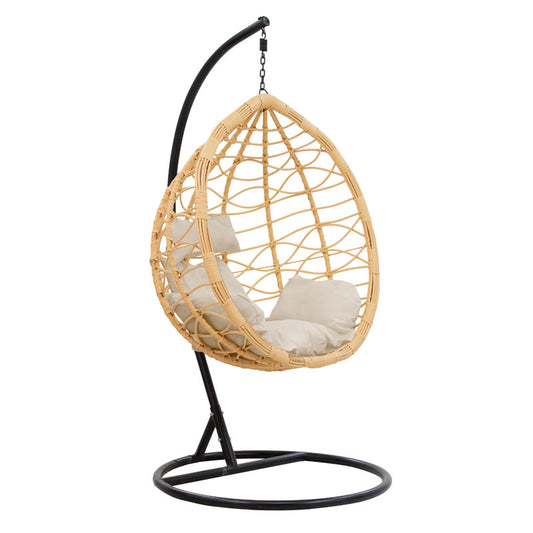 Hudson pakoworld swing hanging metal black-pp natural-cushion dark beige 109x119x195cm