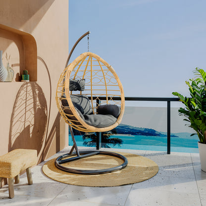 Hudson pakoworld swing hanging metal black-pp natural-cushion black 109x119x195cm