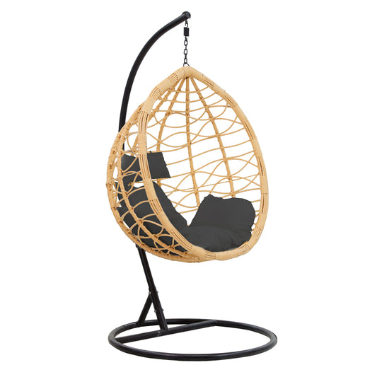 Hudson pakoworld swing hanging metal black-pp natural-cushion black 109x119x195cm