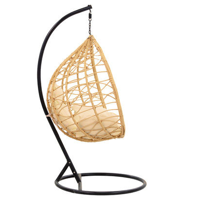 Hudson pakoworld swing hanging metal black-pp natural-cushion beige 109x119x195cm