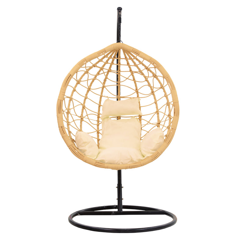 Hudson pakoworld swing hanging metal black-pp natural-cushion beige 109x119x195cm