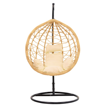 Hudson pakoworld swing hanging metal black-pp natural-cushion beige 109x119x195cm