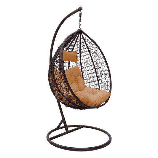 Zafer pakoworld swing hanging metal-pp brown-cushion beige 106x103x200cm