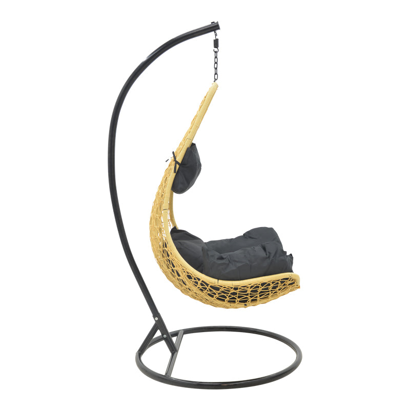 Garden swing Soleil pakoworld hanging pp in natural color and black metal 103x83x200cm