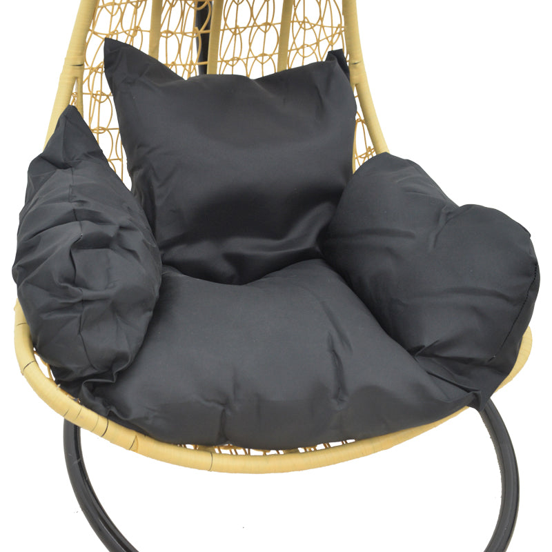 Garden swing Soleil pakoworld hanging pp in natural color and black metal 103x83x200cm