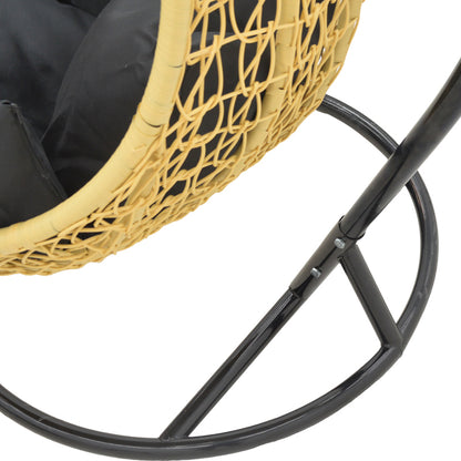 Garden swing Soleil pakoworld hanging pp in natural color and black metal 103x83x200cm