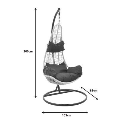 Garden swing Soleil pakoworld hanging pp in natural color and black metal 103x83x200cm