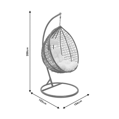 Zafer swing pakoworld hanging pp in natural color and black metal 106x103x200cm