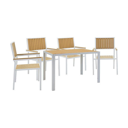 Dining set Tessa pakoworld set of 5pcs white-natural metal 120x80x75cm