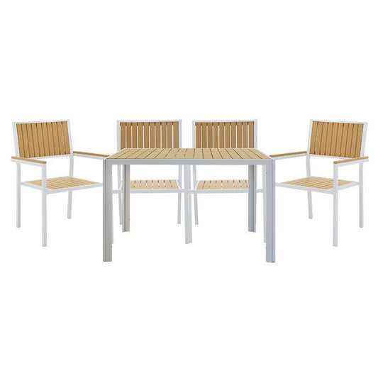 Dining set Tessa pakoworld set of 5pcs white-natural metal 120x80x75cm