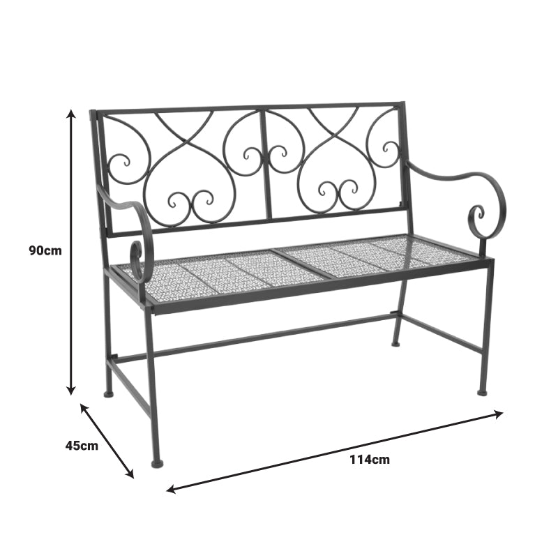 Cazpo pakoworld metal bench in black shade 114x45x90cm