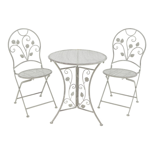 Dining set 3pcs Abriel pakoworld grey antique metal