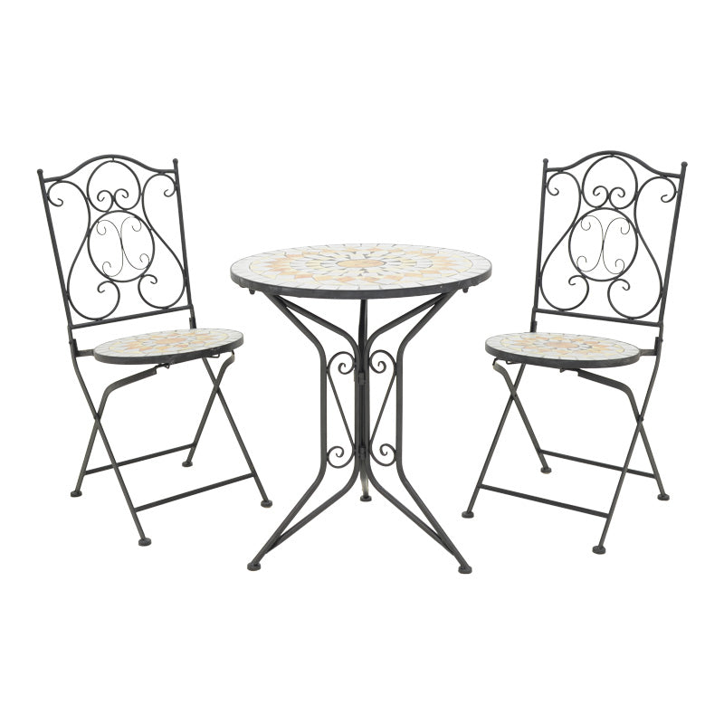 Sellis dining set 3pcs mosaic-metal black