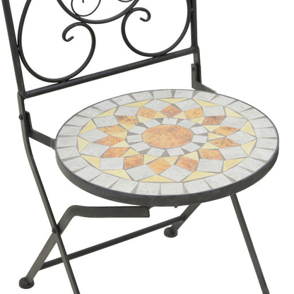 Sellis dining set 3pcs mosaic-metal black