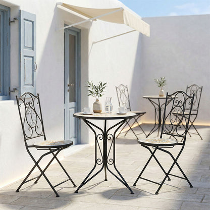 Sellis dining set 3pcs mosaic-metal black