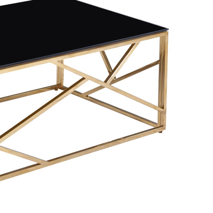 Coffee table Tabar pakoworld glass 8mm black-stainless steel golden 120x60x40cm