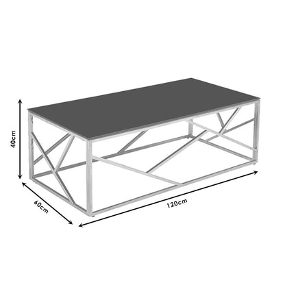 Coffee table Tabar pakoworld glass 8mm black-stainless steel golden 120x60x40cm