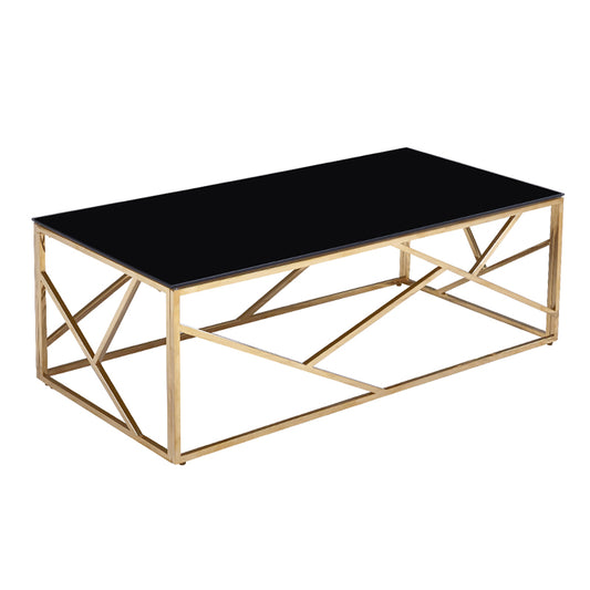 Coffee table Tabar pakoworld glass 8mm black-stainless steel golden 120x60x40cm