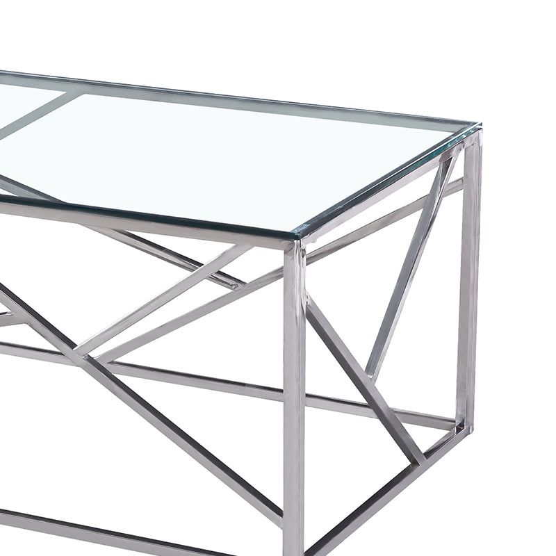 Coffee table Mabs pakoworld glass 8mm-stainless steel silver 120x60x40cm