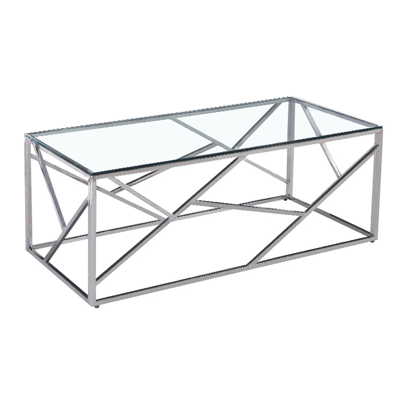 Coffee table Mabs pakoworld glass 8mm-stainless steel silver 120x60x40cm