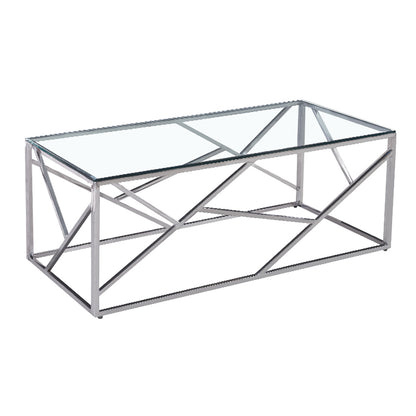 Coffee table Mabs pakoworld glass 8mm-stainless steel silver 120x60x40cm