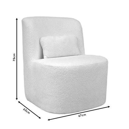 Armchair Silas pakoworld fabric boucle in white color 67x63x75cm