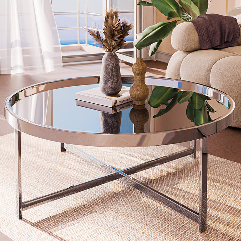 Coffee table Tristan pakoworld steel silver-glass silver D105x45cm