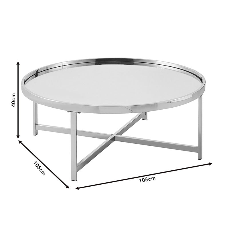 Coffee table Tristan pakoworld steel silver-glass silver D105x45cm