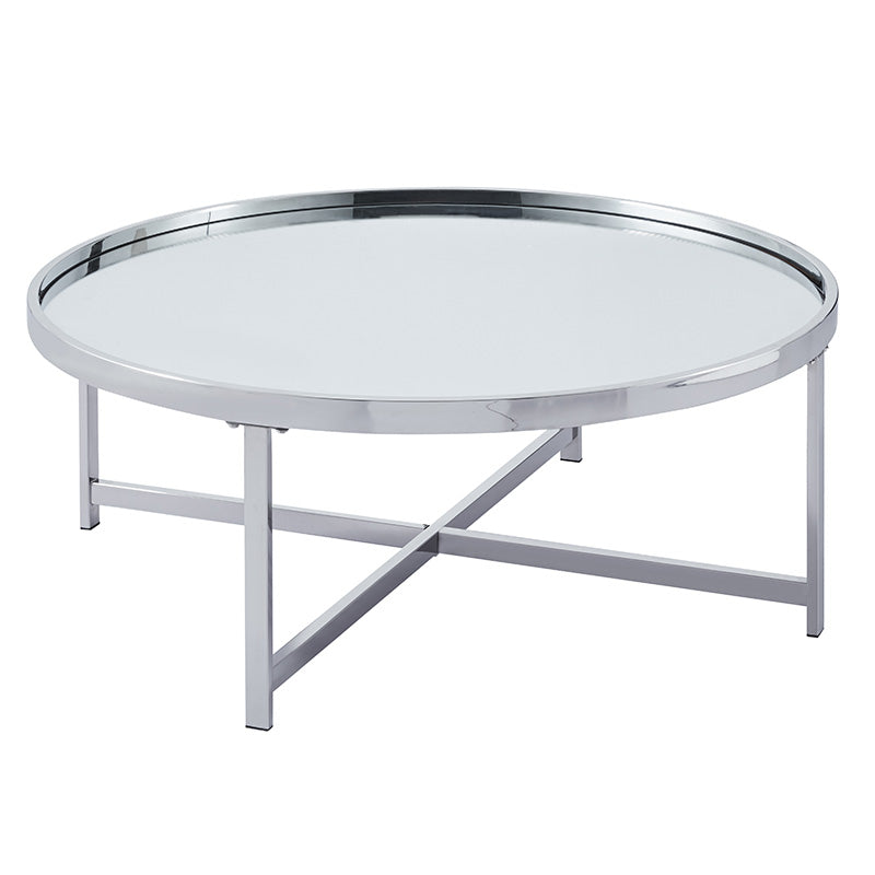 Coffee table Tristan pakoworld steel silver-glass silver D105x45cm