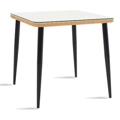 Naoki pakoworld table metal black-pe natural-glass 80x80x78cm