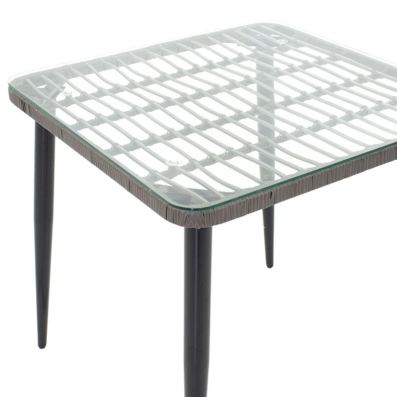 Naoki pakoworld table metal black-pe gray-glass 80x80x78cm