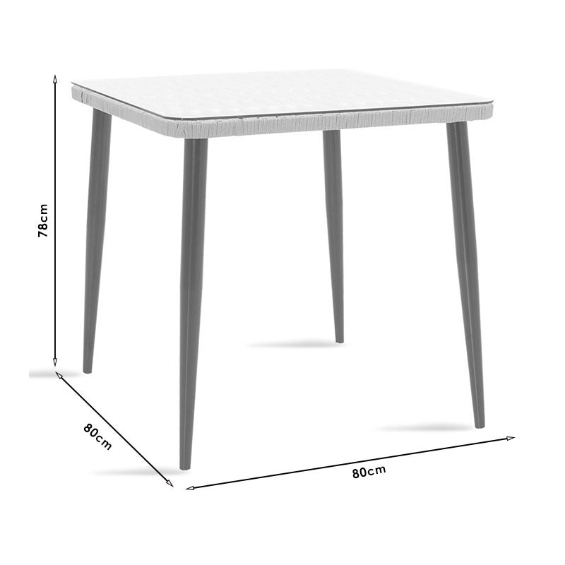 Naoki pakoworld table metal black-pe gray-glass 80x80x78cm