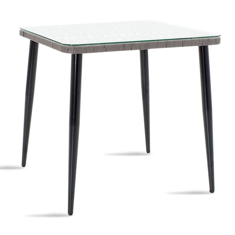 Naoki pakoworld table metal black-pe gray-glass 80x80x78cm