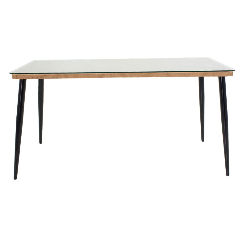 Naoki pakoworld table metal black-pe natural-glass 160x90x78cm