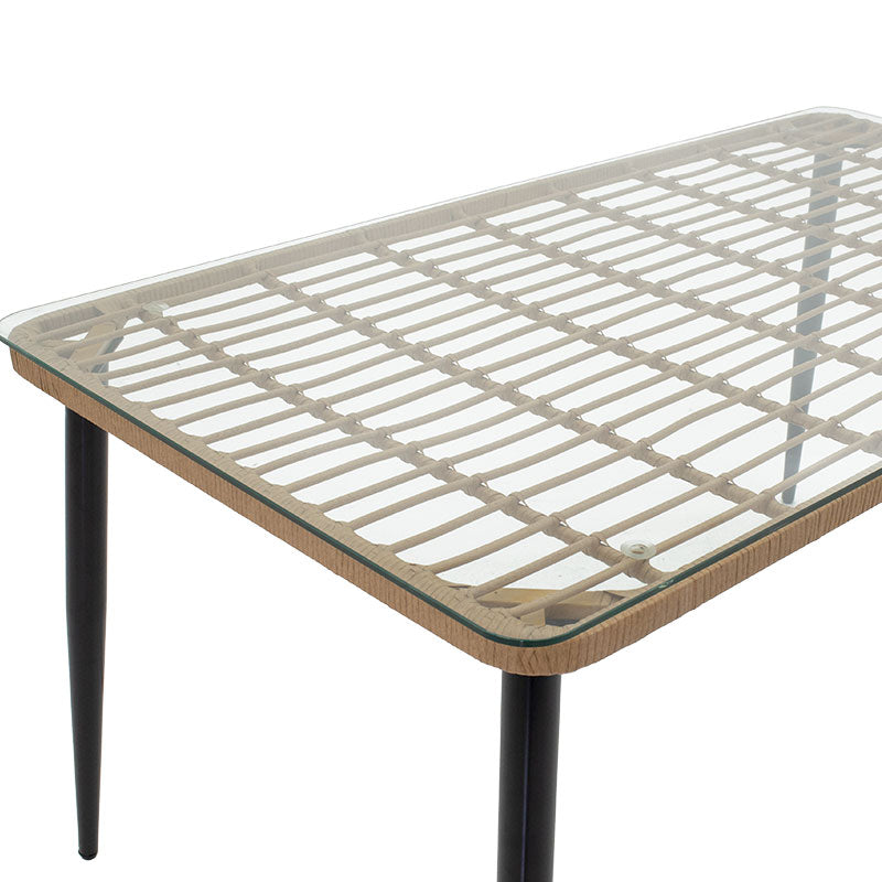 Naoki pakoworld table metal black-pe natural-glass 160x90x78cm