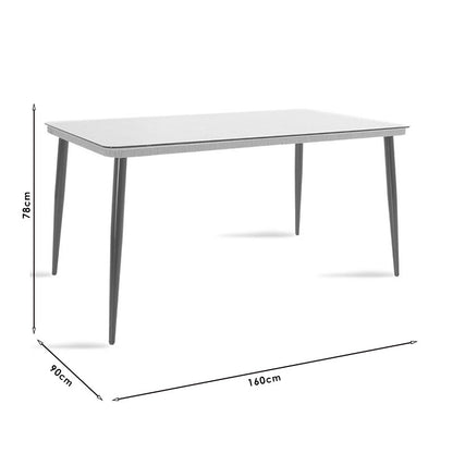 Naoki pakoworld table metal black-pe natural-glass 160x90x78cm