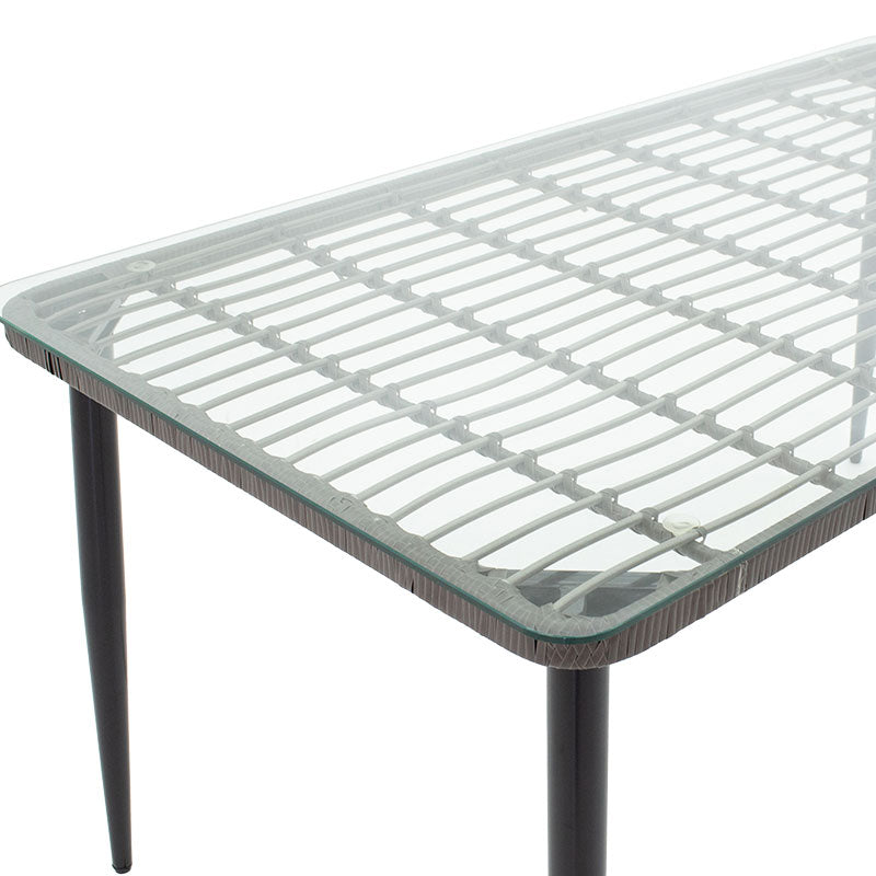 Naoki pakoworld table metal black-pe gray-glass 160x90x78cm