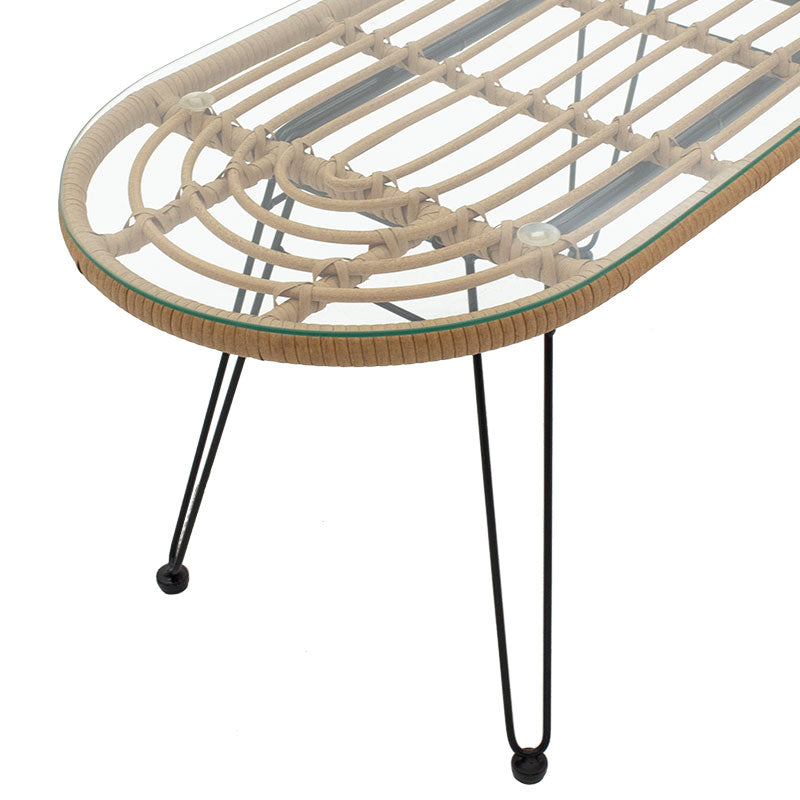Naoki pakoworld table metal black-pe natural-glass 100x45x46cm