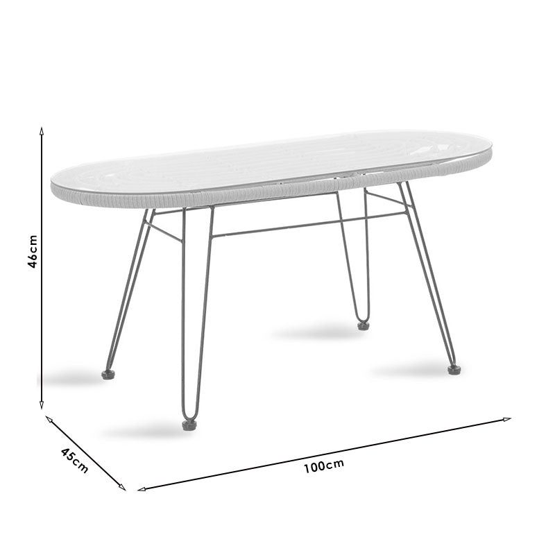 Naoki pakoworld table metal black-pe natural-glass 100x45x46cm