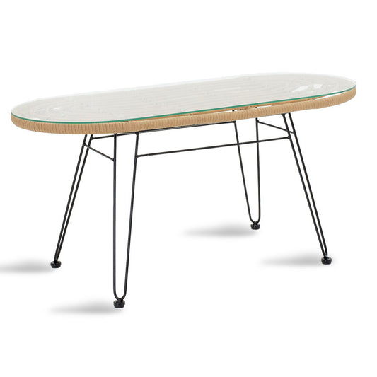 Naoki pakoworld table metal black-pe natural-glass 100x45x46cm