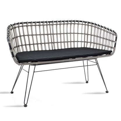 2-seater Naoki pakoworld sofa metal black-pe gray 120x55x79cm