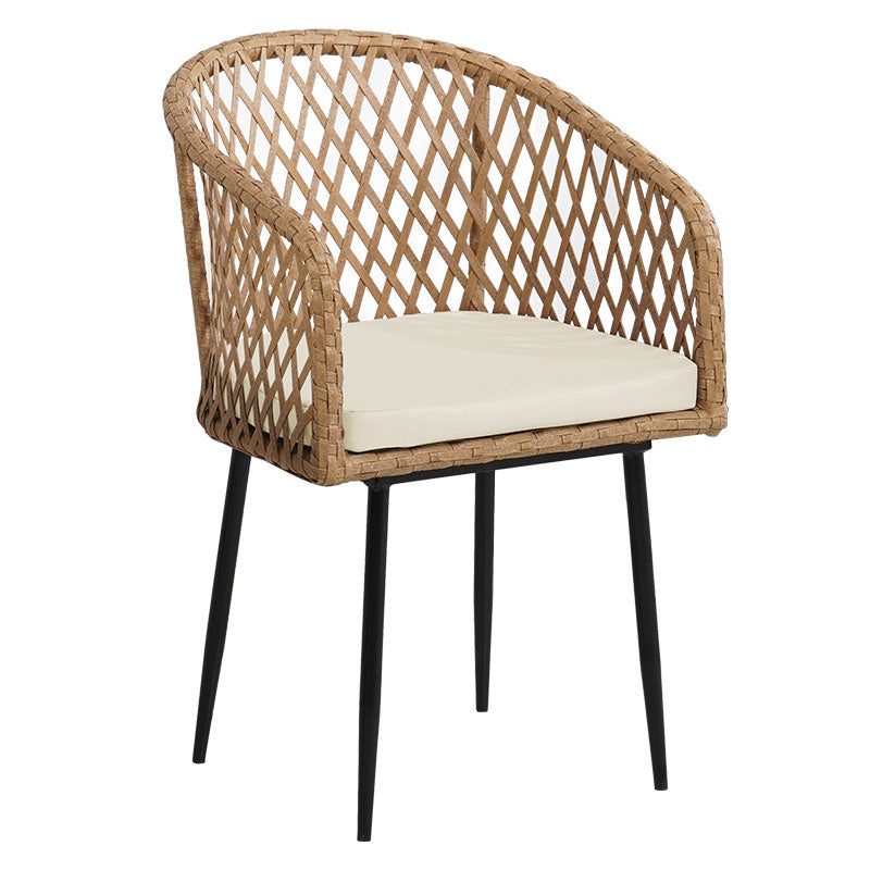 Naoki pakoworld lounge set of 3 pieces black metal and pe rattan in natural shade