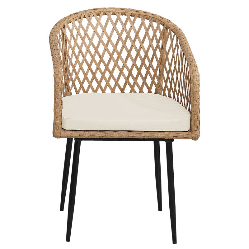 Naoki pakoworld lounge set of 3 pieces black metal and pe rattan in natural shade