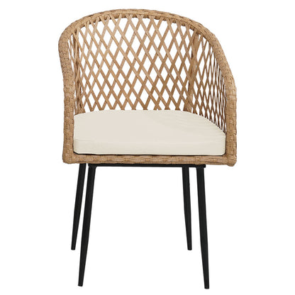 Naoki pakoworld lounge set of 3 pieces black metal and pe rattan in natural shade