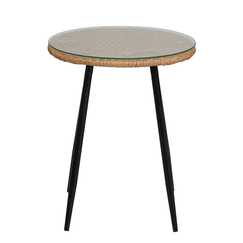 Naoki pakoworld lounge set of 3 pieces black metal and pe rattan in natural shade