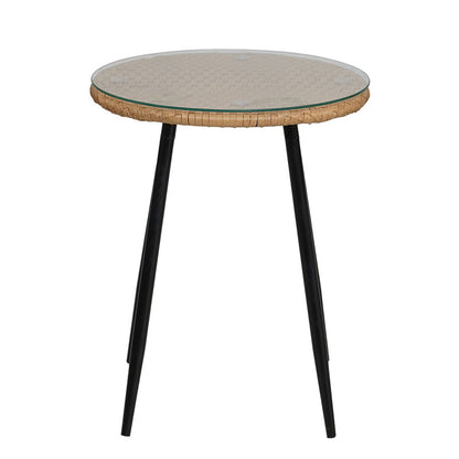 Naoki pakoworld lounge set of 3 pieces black metal and pe rattan in natural shade