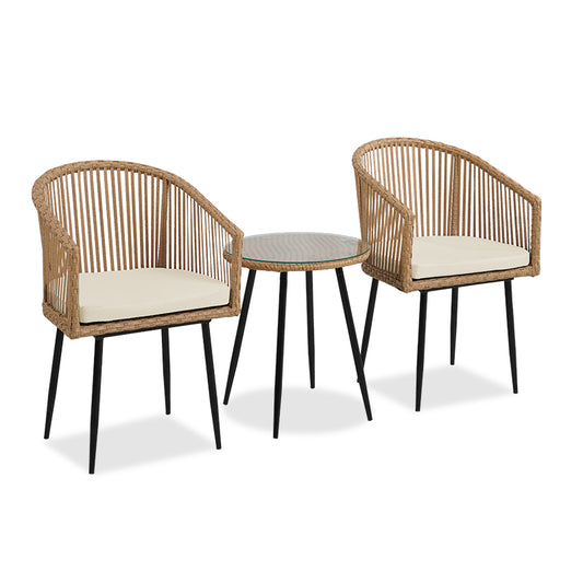 Lounge set 3pcs Naoki pakoworld metal black - pe natural