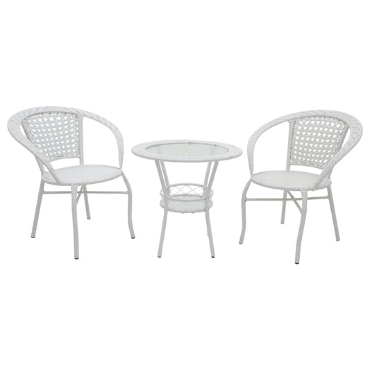 Lounge set Saylor pakoworld 3pcs metal-pe rattan white