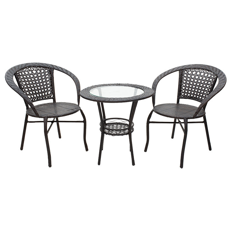 Lounge set 3pcs Saylor pakoworld metal-pe rattan brown